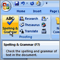Image for Spell & Grammar Check in Word 2007