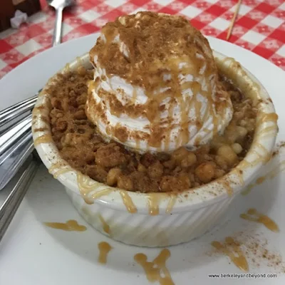 peach cobbler at Ludy’s Main St. BBQ in Woodland, California