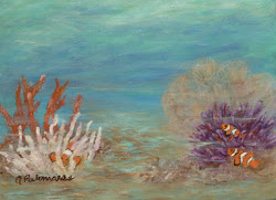 underwater painting paintings fish nature coastal watercolor under coral acrylic famous canvas sea clown clownfish scene paint palomares amber etsy