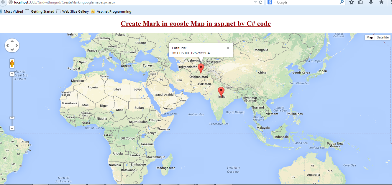 Add Or Show Mark On Google Maps In Asp Website