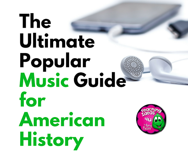 The Ultimate Popular Music Guide for American History - Hook your students on American history with popular music. Post contains a list of songs from historical time periods, as well as songs about historical events. The Ultimate Popular Music Guide for American History - Hook your students on American history with popular music. Post contains a list of songs from historical time periods, as well as songs about historical events.