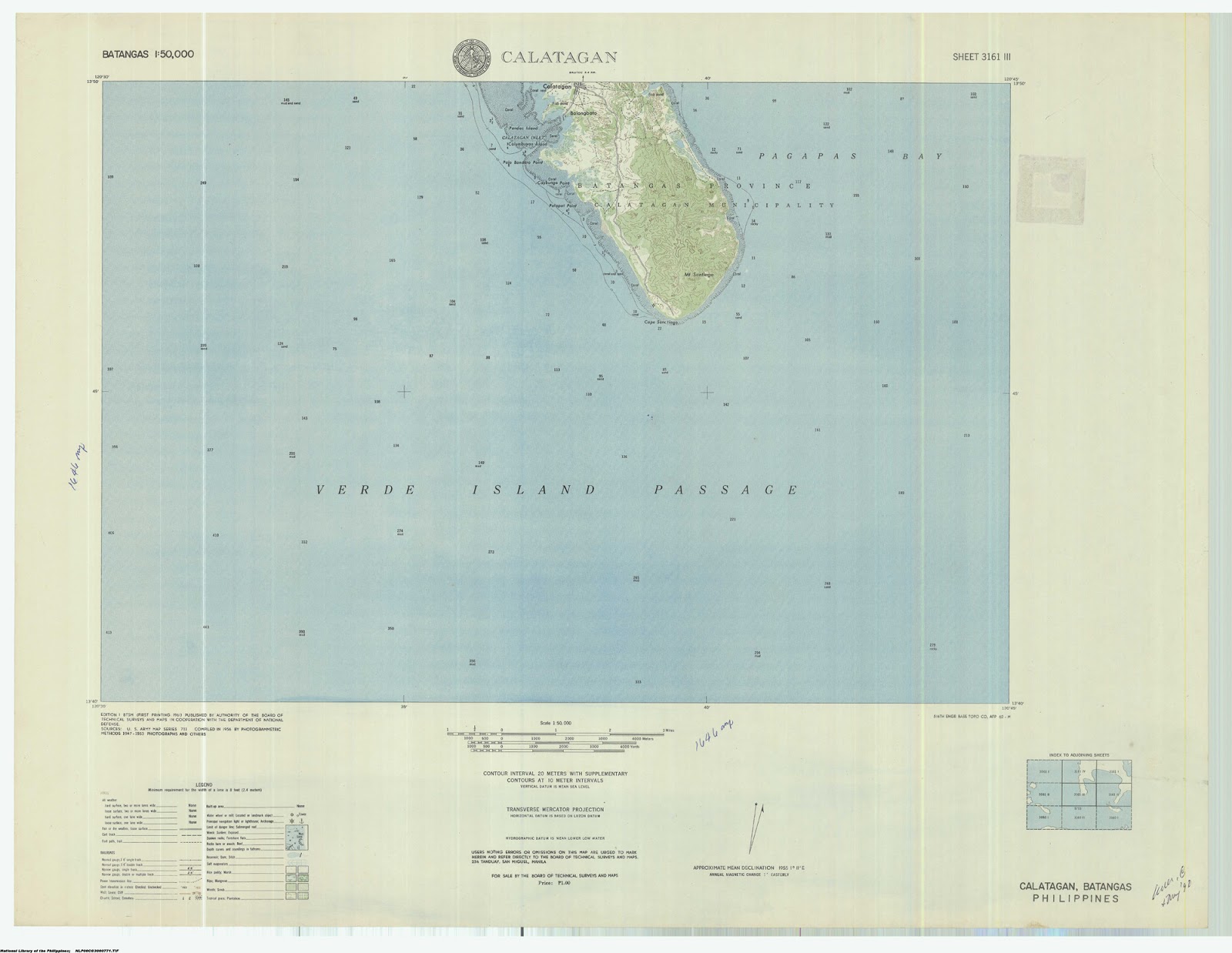 Map of Calatagan, Batangas and the Verde Island Passage, 1961