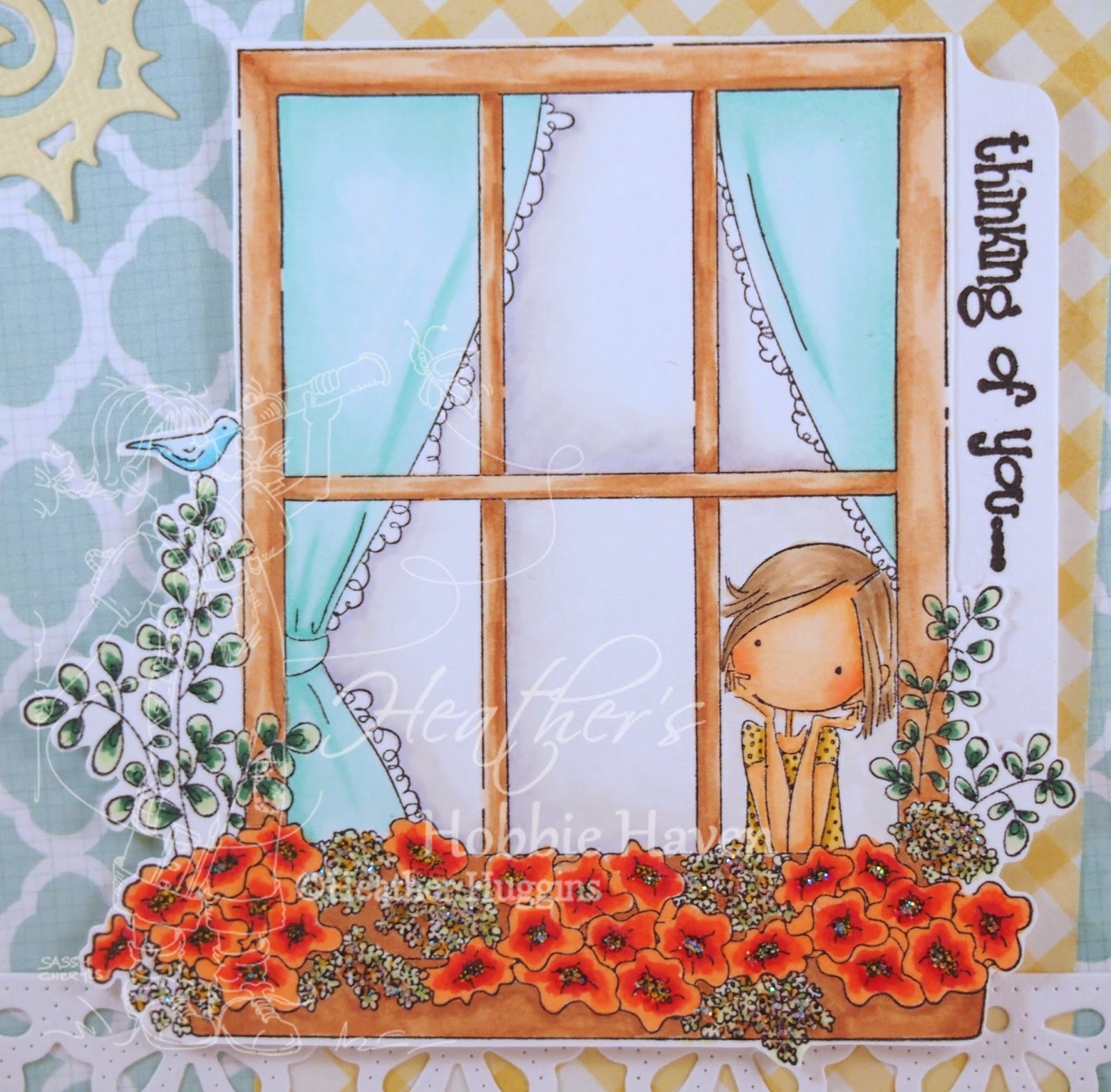 Heather's Hobbie Haven - Winnie Peeking Out the Window Card Kit