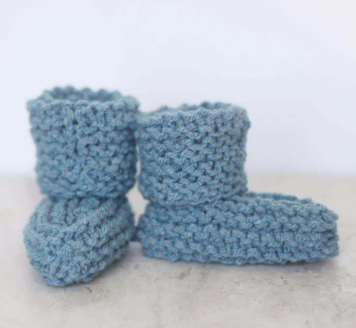 EASY Cuffed Baby Booties Free Knitting Pattern - Gina Michele