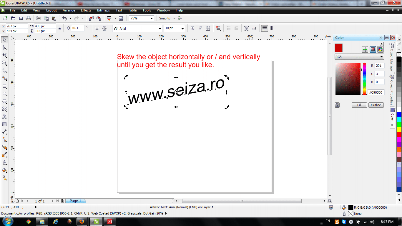graphictutorials CorelDraw basics use the Pick tool to skew objects