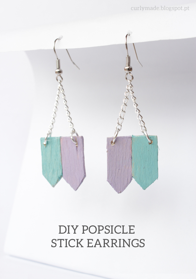 How to make: Popsicle Stick Earrings - curlymade.blogspot.pt #diy #crafts #upcycle #pastel