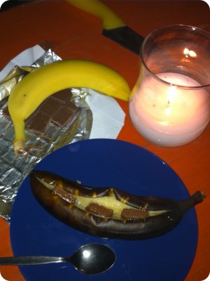 Gegrillte Banane mit Schokolade