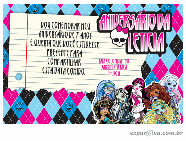 Convites Criativos da Monster High