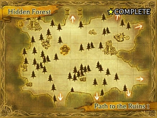 The map for Hidden Forest - East of the Ruins in The Legend of Legacy.