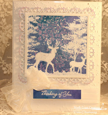 North Coast Creations Stamp sets: Deer Silhouette Greetings, Our Daily Bread Designs Custom Dies: Layered Lacey Squares