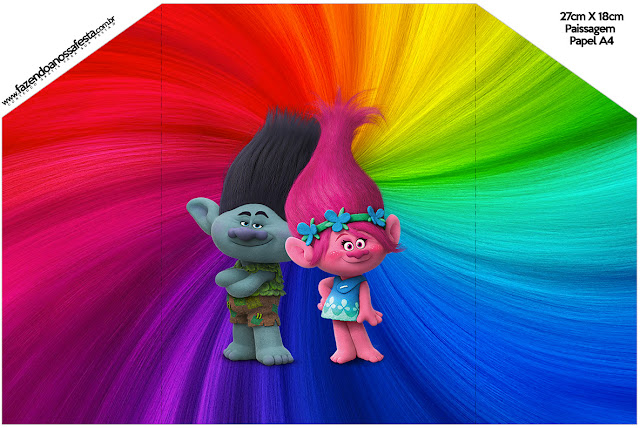 Trolls: Invitaciones para Imprimir Gratis. Sobre para invitación.