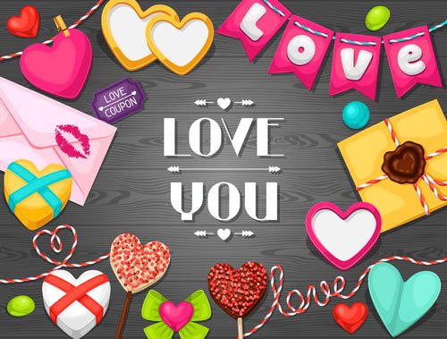 Valentine's day creative greeting card free vector illustration