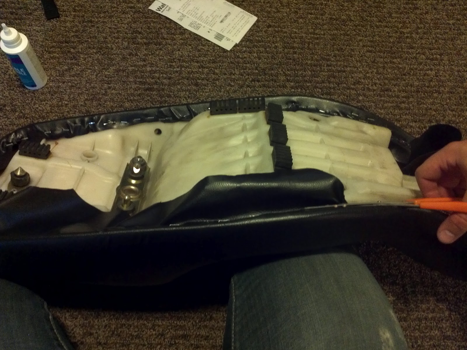 Austin's Crazy Science Blog How to reupholster motorcycle seat.