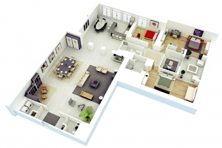 Desain Rumah Modern Insprasi 25 Denah Desain Rumah Modern 3D Sederhana dan Minimalis 3 Kamar