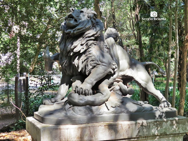 Close-up da Escultura Leão Atacado - Parque Buenos Aires - Higienópolis - São Paulo