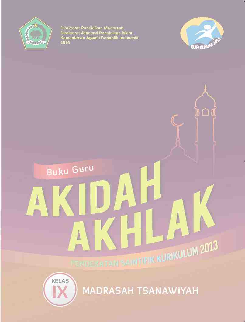 Buku MTS Akidah Akhlak kelas 9 Kurikulum 2013