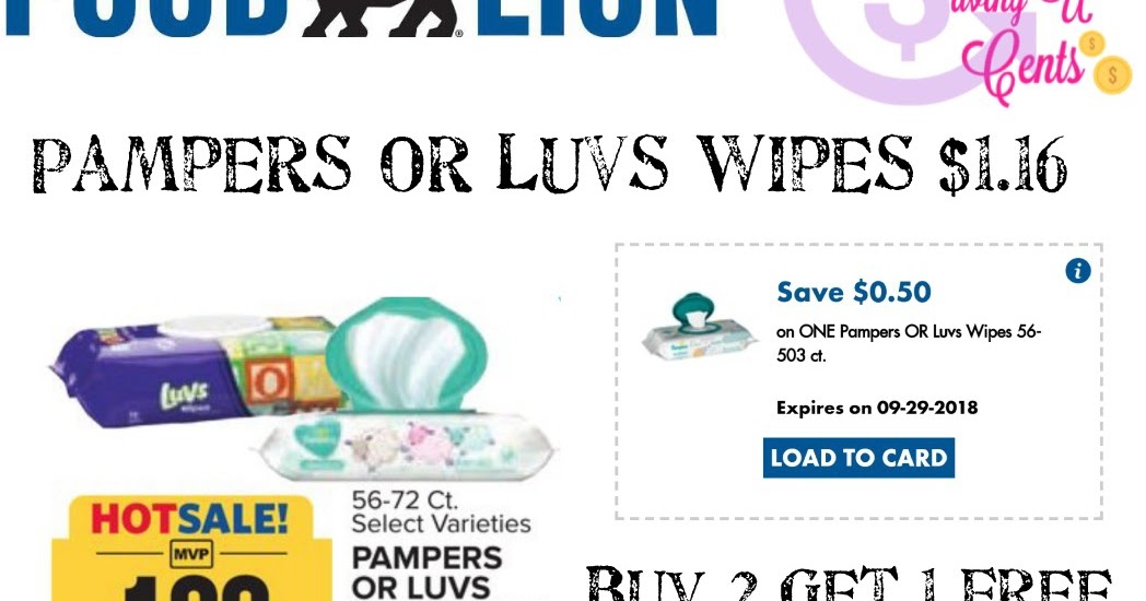 Pampers or Luvs Wipes 1.16 At Food Lion!