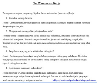 Soal Psikotes Pt Daerah Berikat Nusantara Kbn Tahun 2018 Lengkap Tanggapan Plus Tes Wawancara Kerja Mata Pelajaran