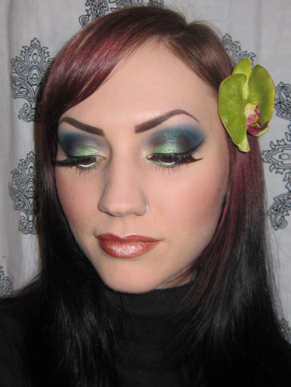 Glitter is my Crack Green and Blue Makeup look Picture Tutorial with