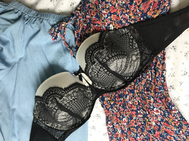 A strapless bra laid out 