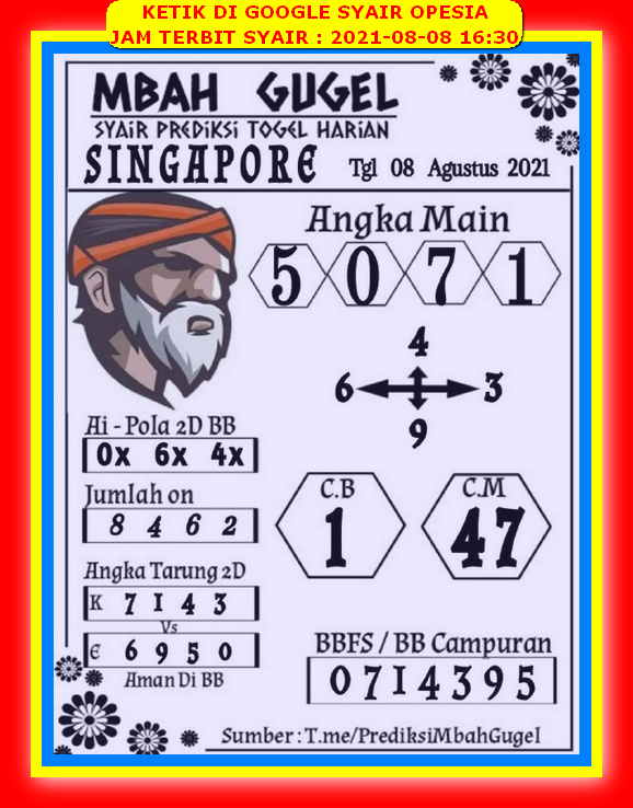 Syair Sgp Hari Ini Minggu 8 Agustus 2021 Opesia Official