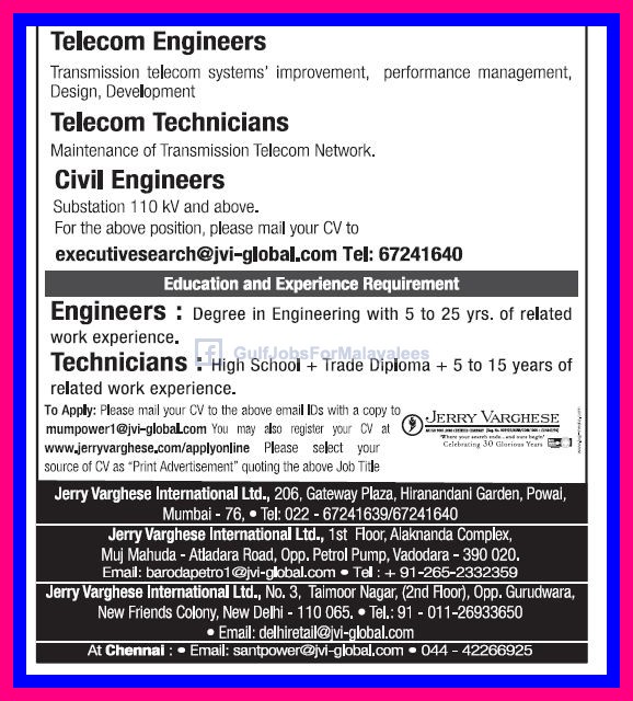 Jobs in Power Transmission British company KSA Gulf Jobs for Malayalees