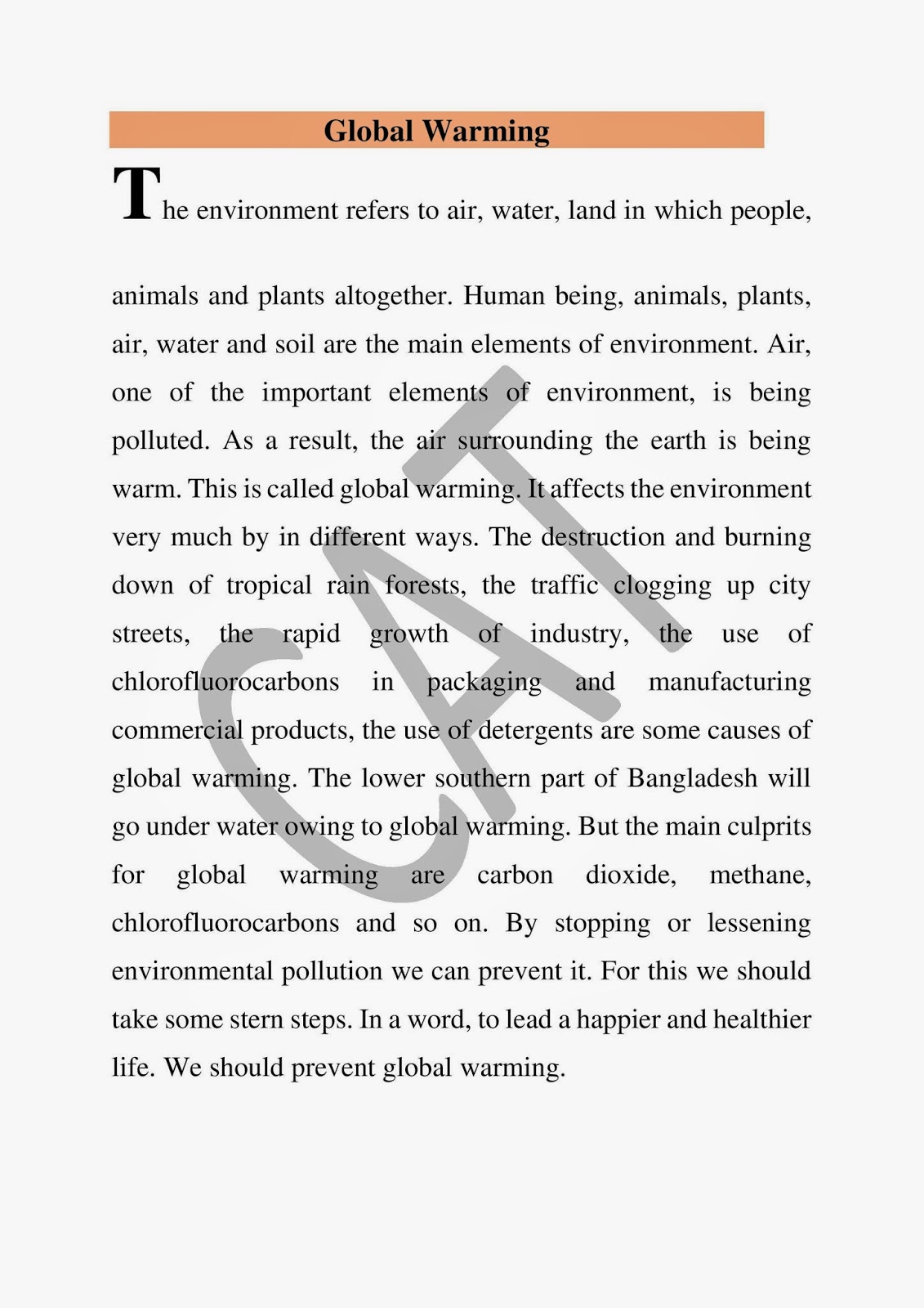 Cause And Effect Of Global Warming Paragraph For Hsc