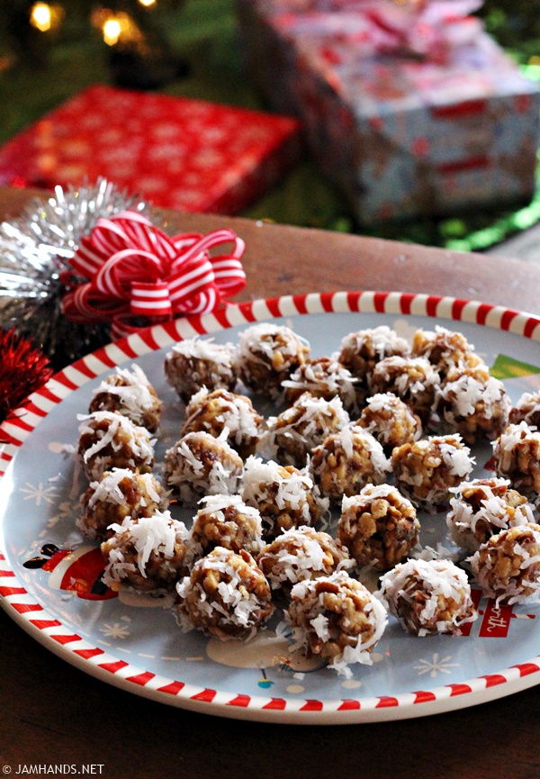 Date and Rice Krispies Balls Rolled in Coconut