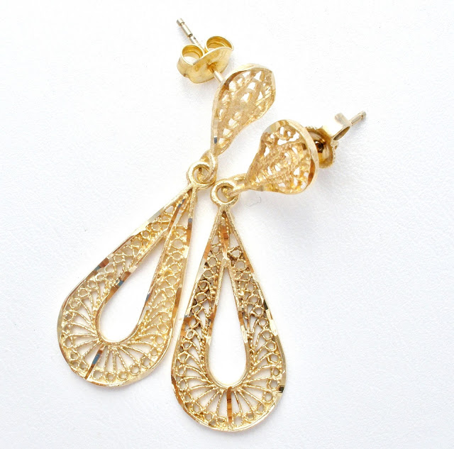 The Jewelry Lady's Store: 14K Gold Filigree Dangle Earrings