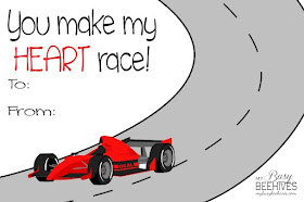 printable race car Valentines