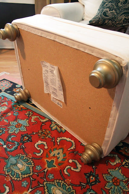 Hammers and High Heels: Our Ektorp Ottoman Gets Some Fancy Feet!