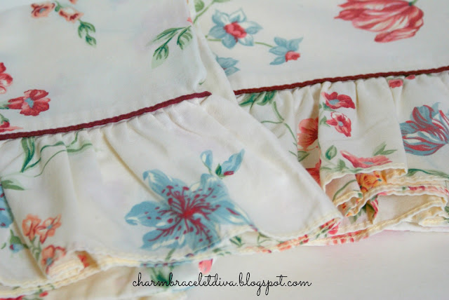 vintage ruffled floral pillow cases