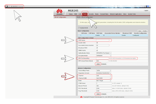 Изменение настроек на вкладке WLAN Huawei HG8245