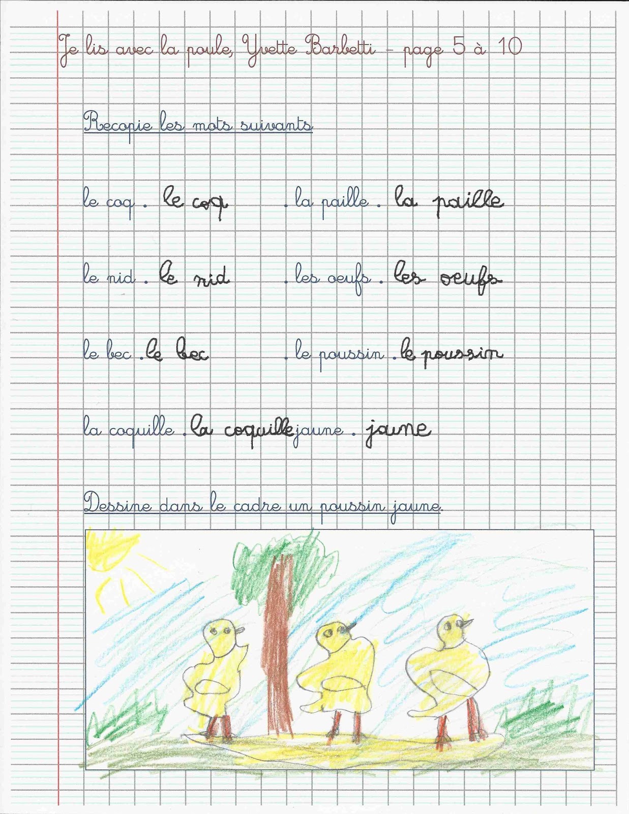 "Je lis avec la poule", fiches d'activité