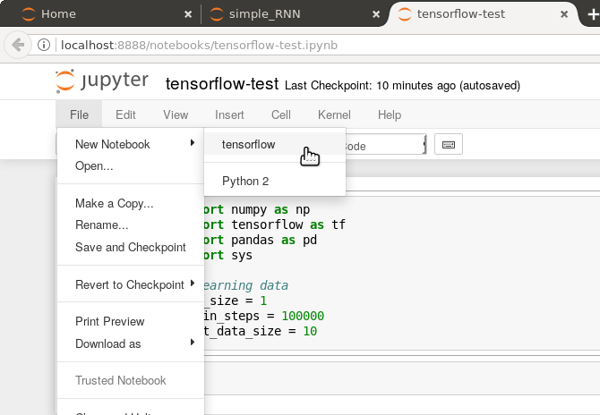 비공식 생활 창고: jupyter notebook에서 tensorflow 사용하기 (virtualenv)