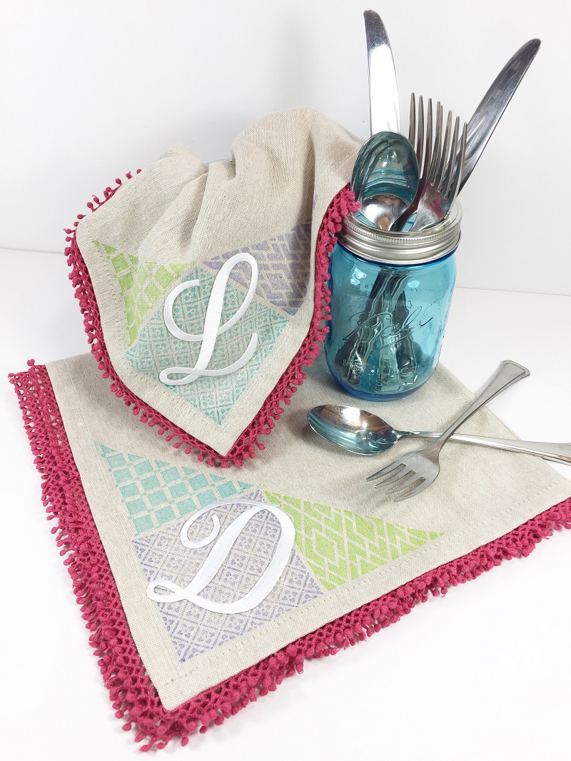 Creating with Joy Stamped and Monogrammed Napkins