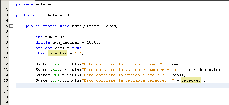 Variables y Constantes de Java