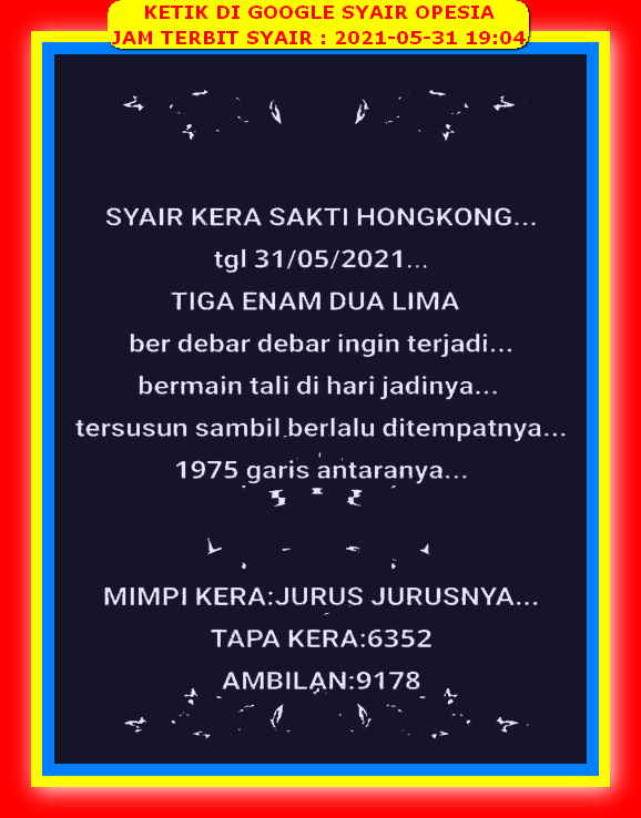 Forum Syair Hongkong Senin 31 Mei 2021 Royal Syair Forum Syair Hongkong Senin 31 Mei 2021 Royal Syair