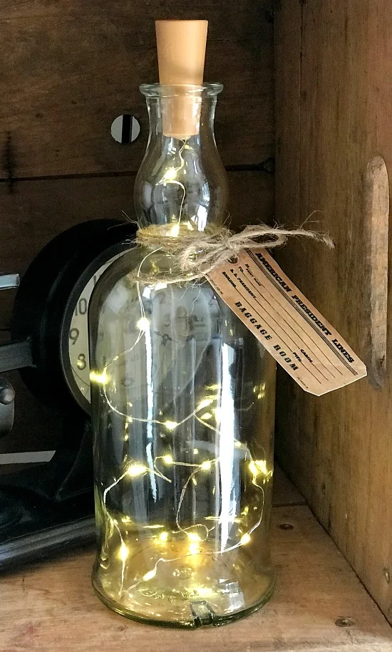 Recycled DIY Corked Bottles with Fairy Lights