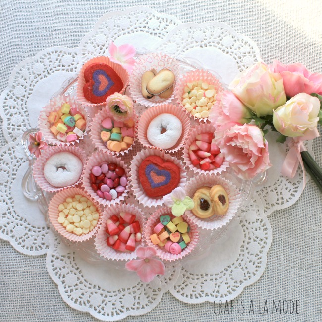 Valentine cupcake papers with candies