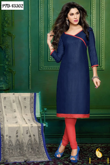 Latest Blue Silk Casual Salwar Suit Online