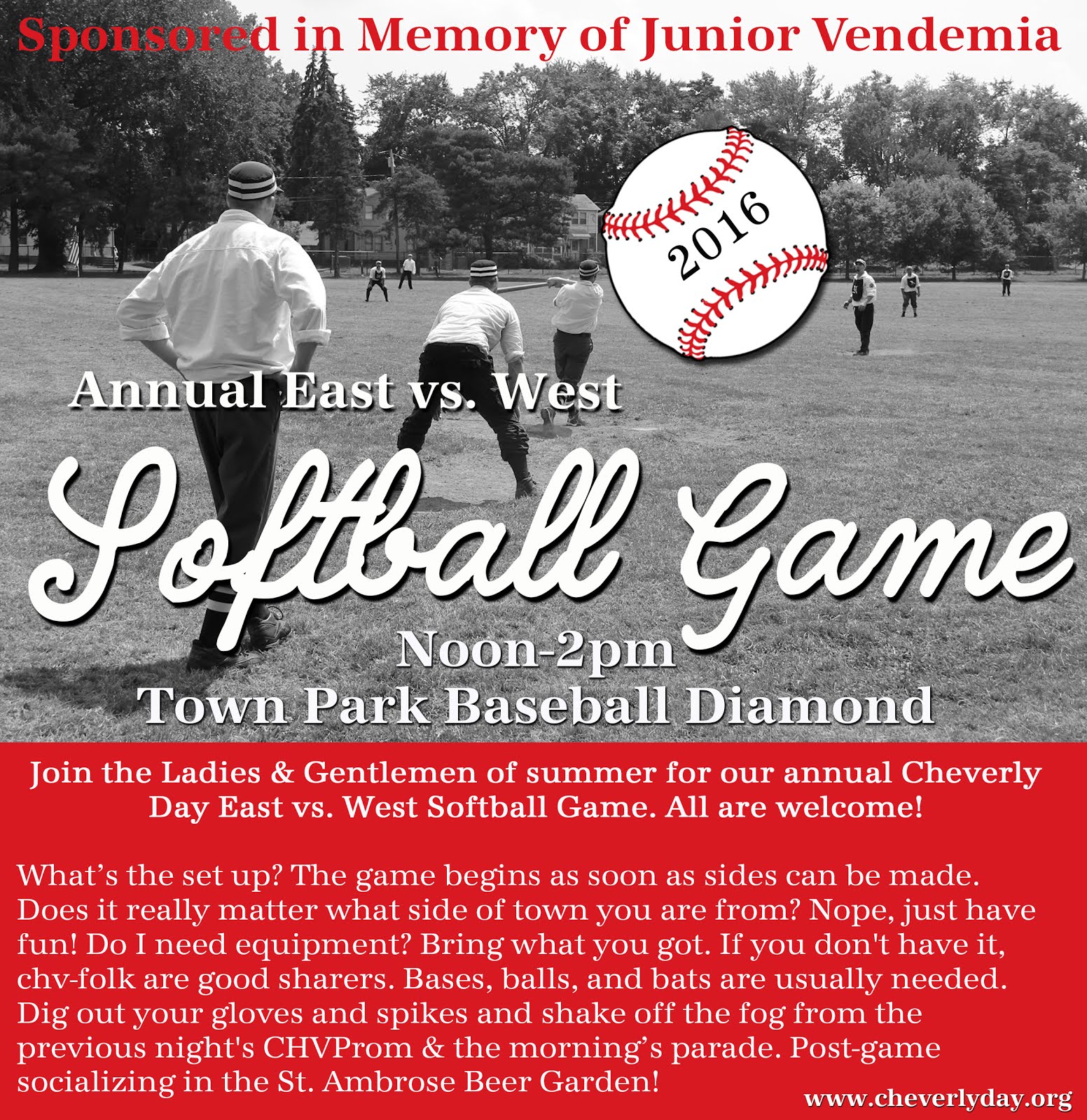 EAST vs WEST Softball Game Sponsored in Memory of Junior Vendemia