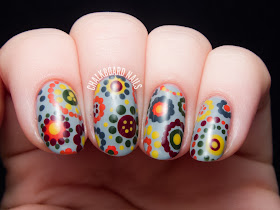 70's Style Polka Dot Floral Print by @chalkboardnails