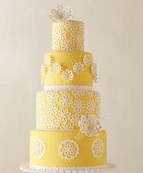 Yellow Wedding Cakes Decorated with Molded Flowers