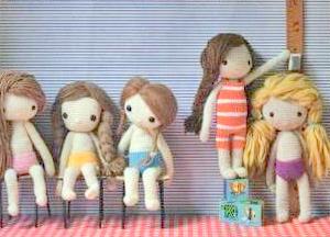 Crochet pattern amigurumi doll girls in swim wear