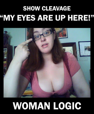 Show cleavage woman logic, funny pictures hot girl boob