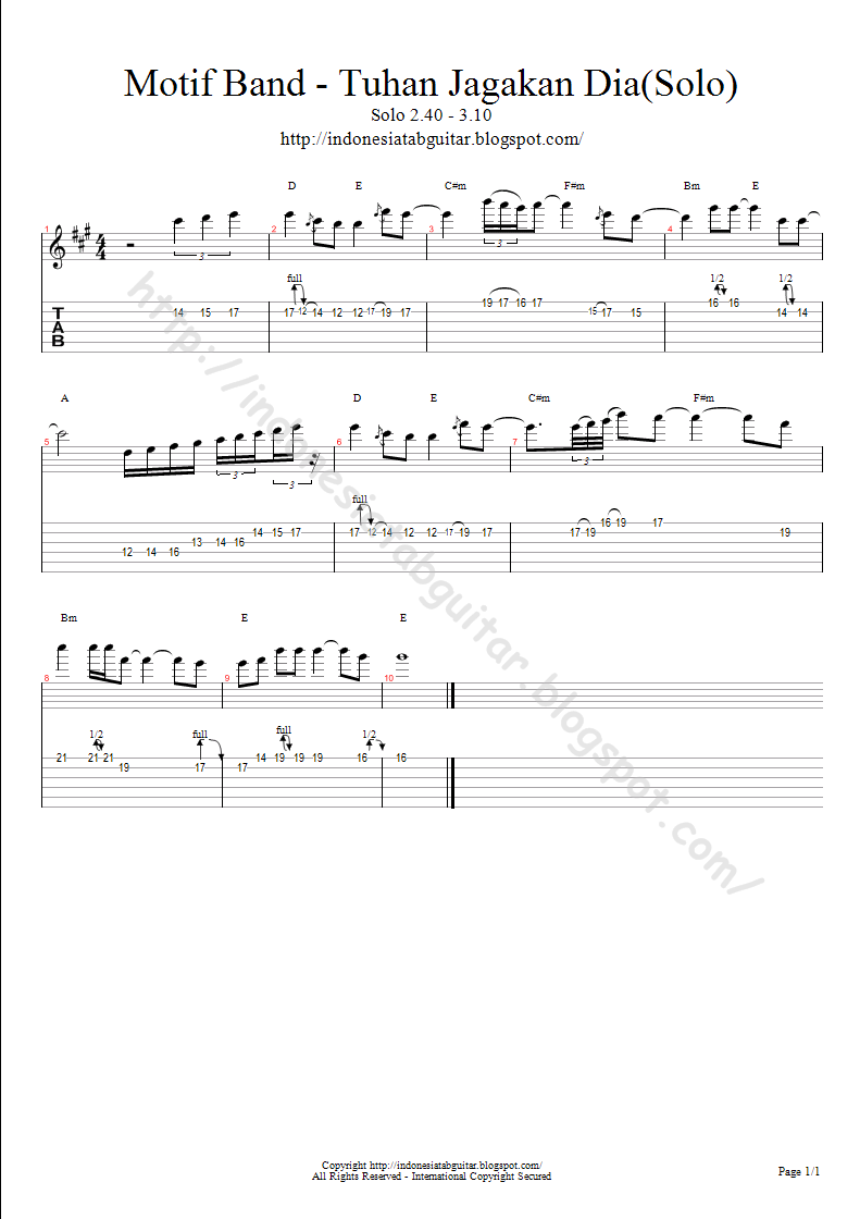 Chord Lagu Tuhan Jagakan Dia Dia Kekasihku