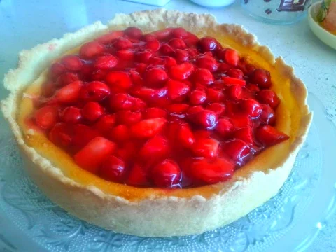tarta de queso con frutos rojos