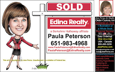 Edina Realty Sold Sign Caricature Business Card