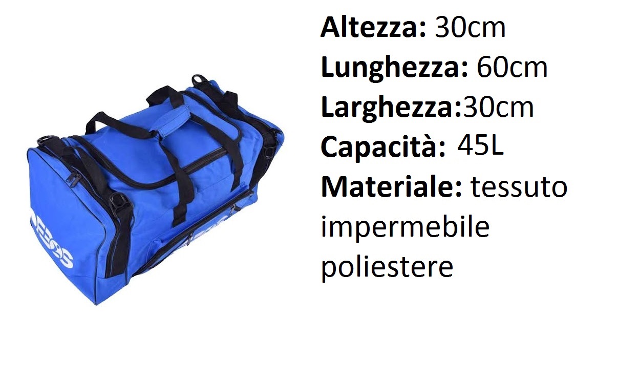 BORSONE DA PALESTRA BLU VIAGGIO TRACOLLA PISCINA TENNIS CALCIO OFBOS SPORTS 45L
